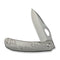 WEKNIFE Inmate Front Flipper & Thumb Hole Knife Gray Titanium Handle & Raindrops (3.7" Stonewashed CPM 20CV Blade) WE23096B - 1