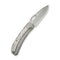 WEKNIFE Inmate Front Flipper & Thumb Hole Knife Gray Titanium Handle & Raindrops (3.7" Stonewashed CPM 20CV Blade) WE23096B - 1