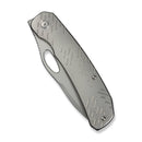 WEKNIFE Inmate Front Flipper & Thumb Hole Knife Gray Titanium Handle & Raindrops (3.7" Stonewashed CPM 20CV Blade) WE23096B - 1