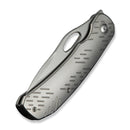WEKNIFE Inmate Front Flipper & Thumb Hole Knife Gray Titanium Handle & Raindrops (3.7" Stonewashed CPM 20CV Blade) WE23096B - 1