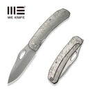 WEKNIFE Inmate Front Flipper & Thumb Hole Knife Gray Titanium Handle & Raindrops (3.7" Stonewashed CPM 20CV Blade) WE23096B - 1