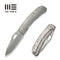 WEKNIFE Inmate Front Flipper & Thumb Hole Knife Gray Titanium Handle & Raindrops (3.7" Stonewashed CPM 20CV Blade) WE23096B - 1