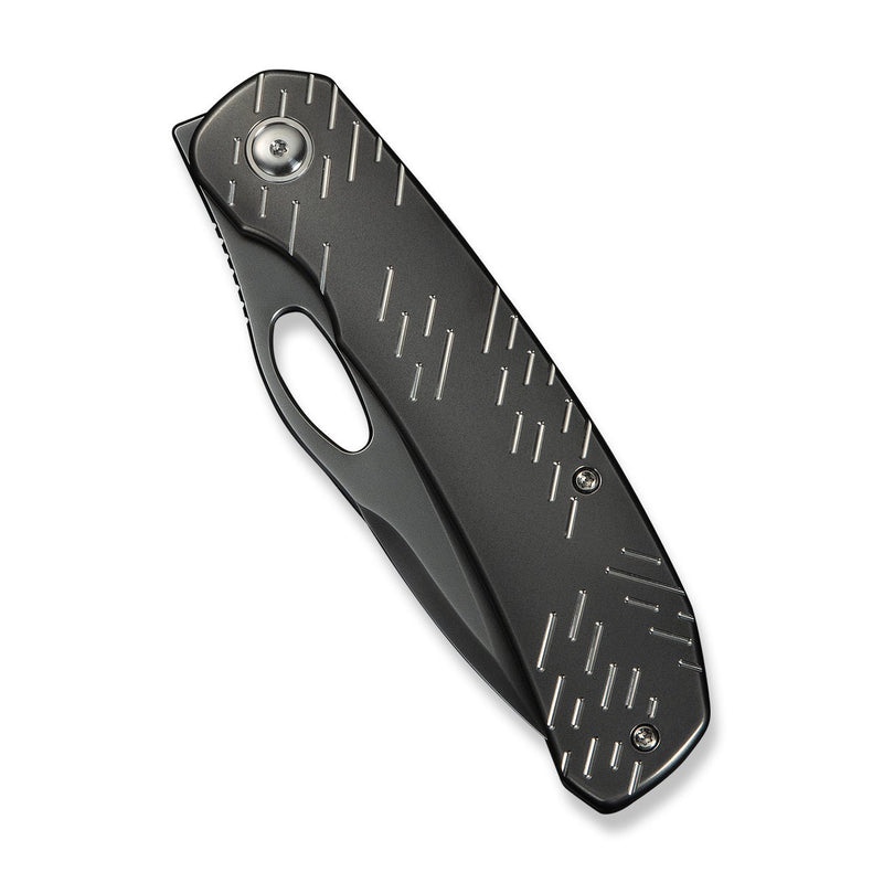 WEKNIFE Inmate Front Flipper & Thumb Hole Knife Polished Gray Titanium Handle With Satin Raindrops (3.7" Polished Gray CPM 20CV Blade) WE23096B - 4