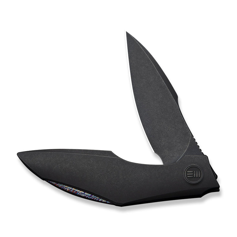 WEKNIFE Krait Snake Flipper Knife Black Titanium Handle (3.34" Black Stonewashed Bohler M390 Blade) WE24084 - 1