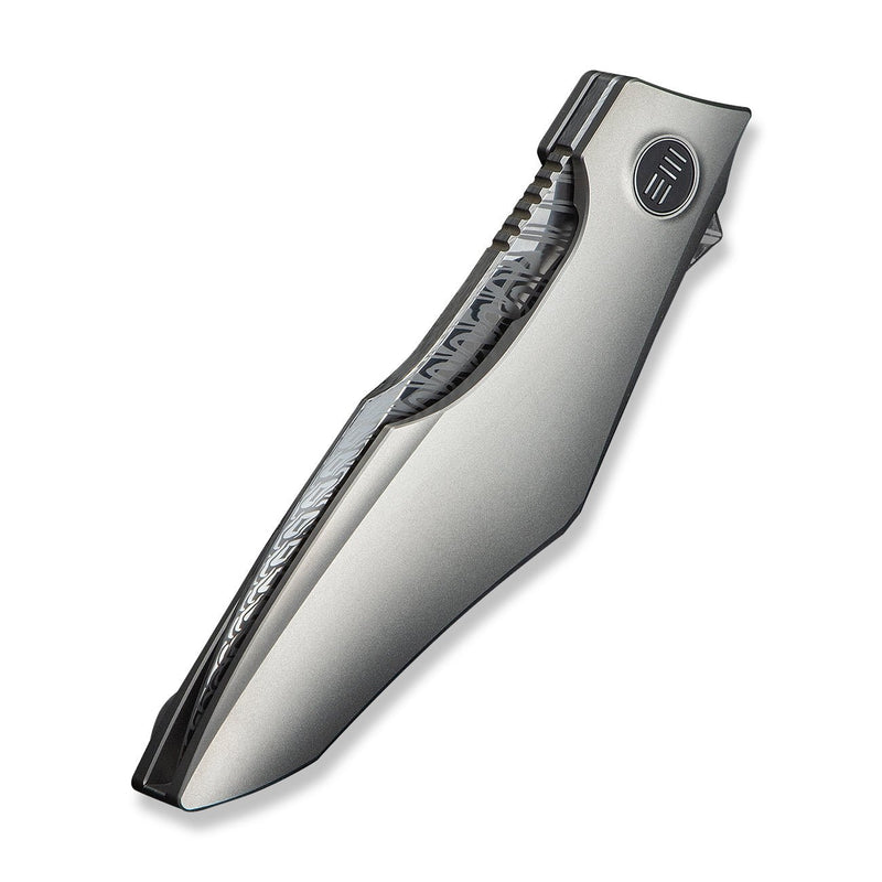 WEKNIFE Krait Snake Flipper Knife Gray Titanium Handle (3.34" Fafnir Damasteel Blade) WE24084 - DS1