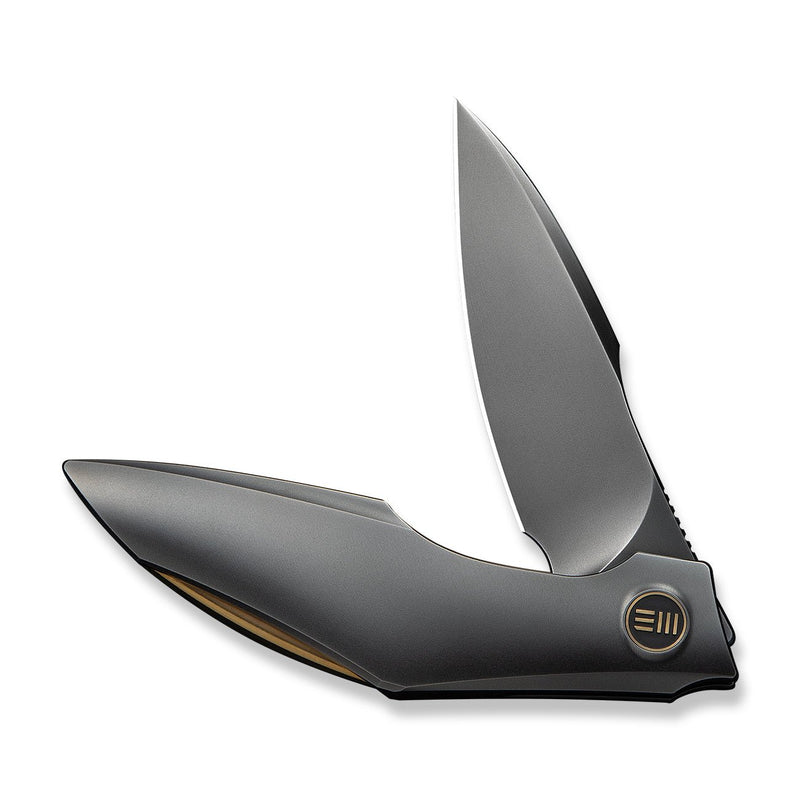 WEKNIFE Krait Snake Flipper Knife Polished Gray Titanium Handle (3.34" Polished Gray Bohler M390 Blade) WE24084 - 3