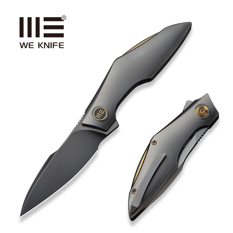WEKNIFE Krait Snake Flipper Knife Polished Gray Titanium Handle (3.34" Polished Gray Bohler M390 Blade) WE24084 - 3