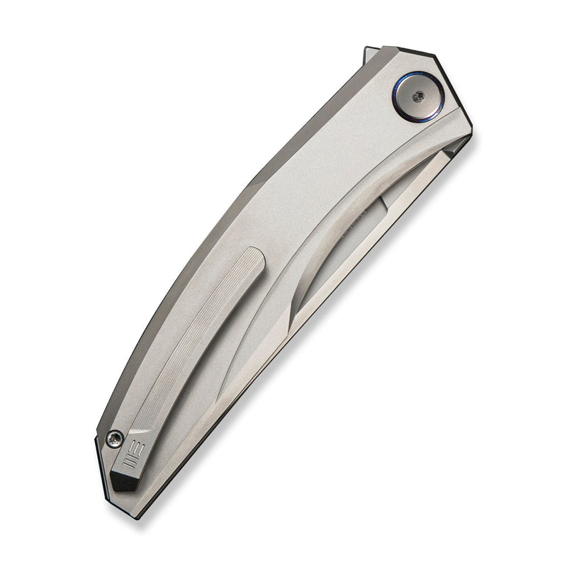 WEKNIFE Kryon Flipper Knife Gray Titanium Handle (3.92" Silver Bead Blasted Bohler M390 Blade) WE25019 Sample1