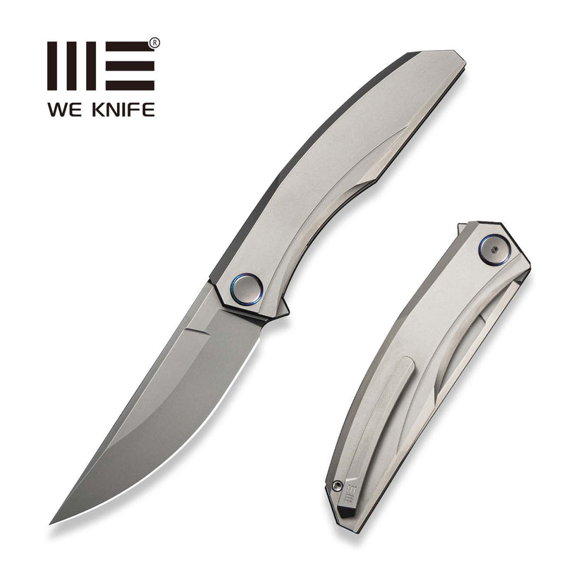 WEKNIFE Kryon Flipper Knife Gray Titanium Handle (3.92" Silver Bead Blasted Bohler M390 Blade) WE25019 Sample1