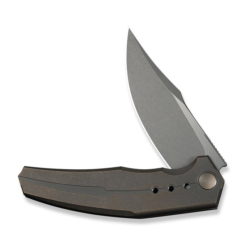 WEKNIFE Kyklos Flipper Knife Bronze Titanium Handle (3.79" Gray Stonewashed Bohler M390 Blade, Satin Flat) WE23086 - 2