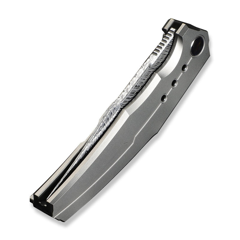 WEKNIFE Kyklos Flipper Knife Gray Titanium Handle (3.79" Fafnir Damasteel Blade) WE23086 - DS1