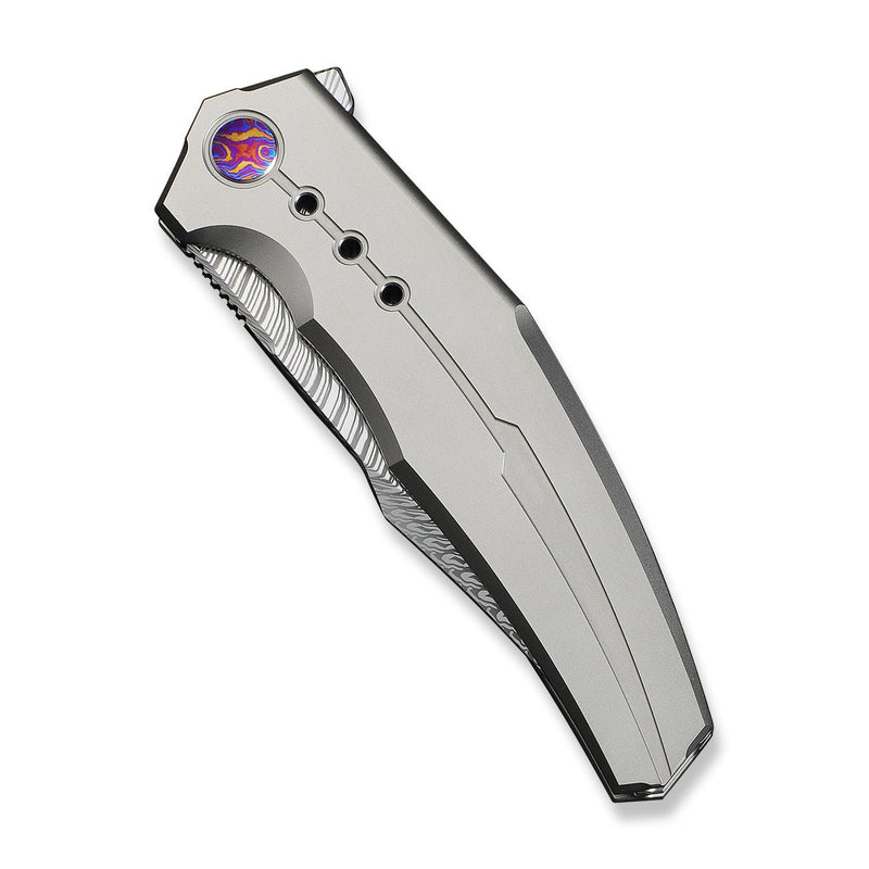 WEKNIFE Kyklos Flipper Knife Gray Titanium Handle (3.79" Fafnir Damasteel Blade) WE23086 - DS1