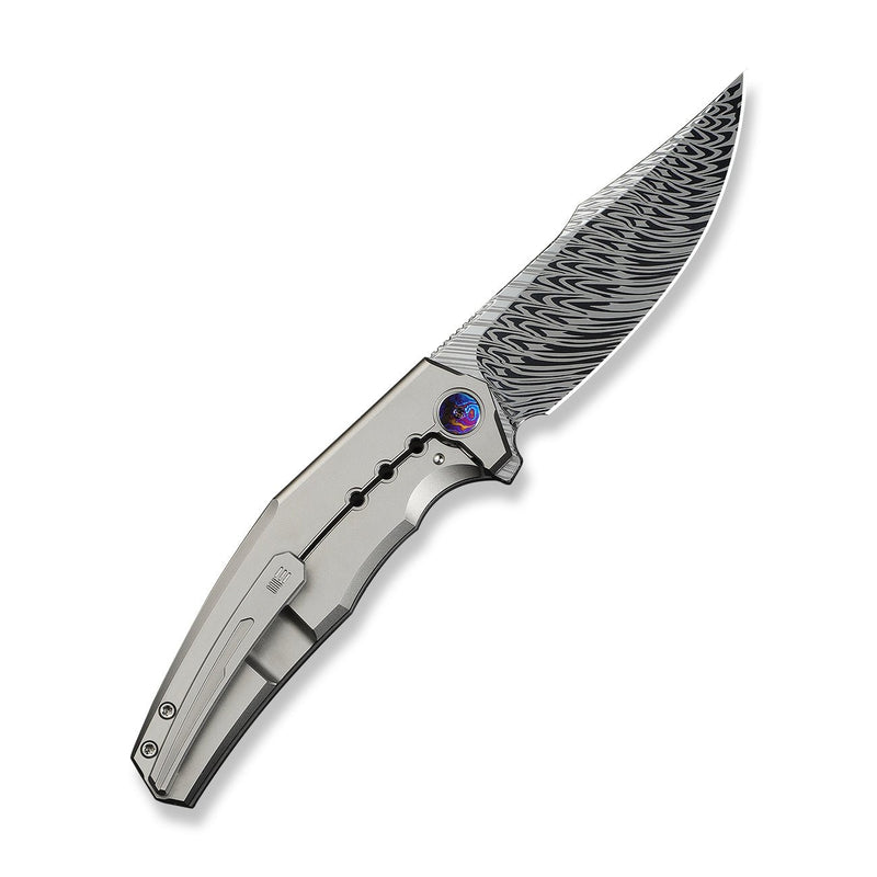 WEKNIFE Kyklos Flipper Knife Gray Titanium Handle (3.79" Fafnir Damasteel Blade) WE23086 - DS1