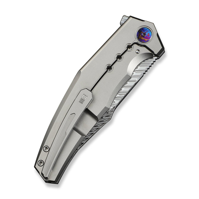 WEKNIFE Kyklos Flipper Knife Gray Titanium Handle (3.79" Fafnir Damasteel Blade) WE23086 - DS1
