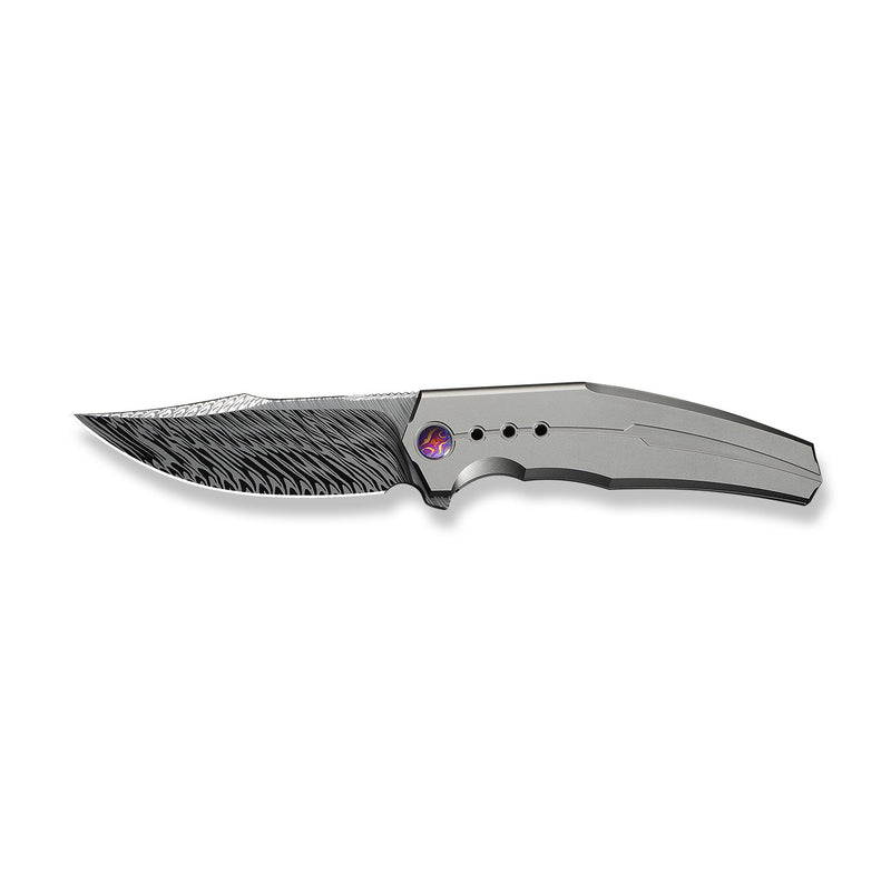 WEKNIFE Kyklos Flipper Knife Gray Titanium Handle (3.79" Fafnir Damasteel Blade) WE23086 - DS1