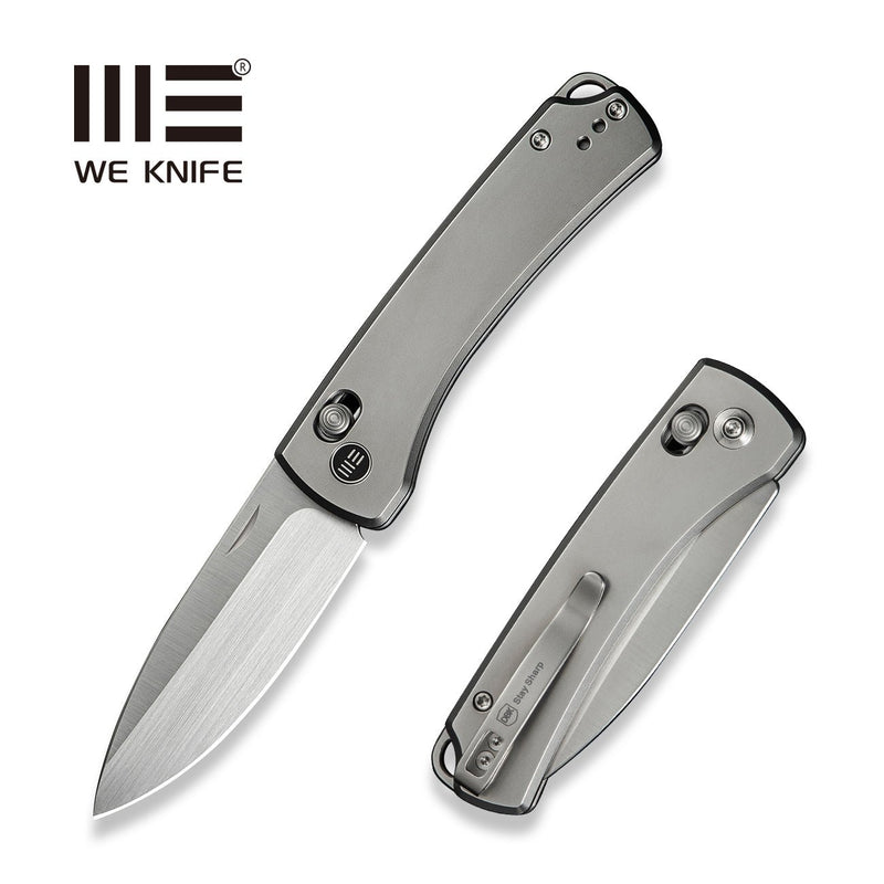 WEKNIFE Nightblade Crossbar Lock Knife Polished Bead Blasted Titanium Handle (2.98" Hand Rubbed Satin CPM 20CV Blade) WE22046 - 2