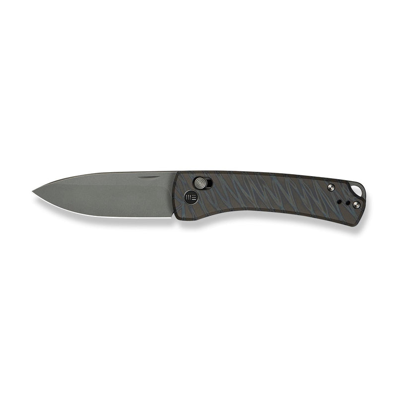 WEKNIFE Nightblade Crossbar Lock Knife Tiger Stripe Pattern Flamed Titanium Handle (2.98" Gray Stonewashed CPM 20CV Blade) WE22046 - 3