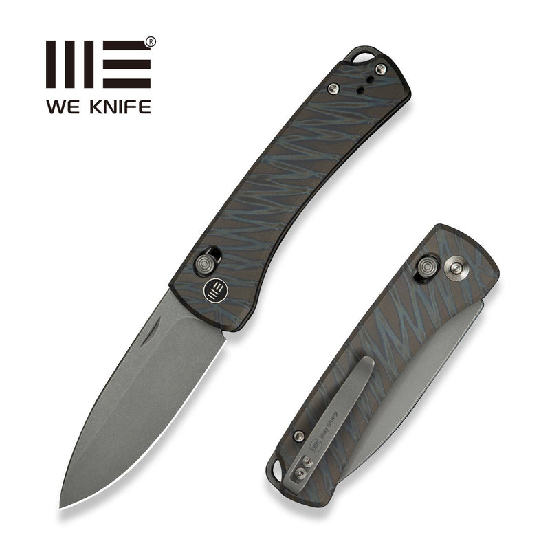 WEKNIFE Nightblade Crossbar Lock Knife Tiger Stripe Pattern Flamed Titanium Handle (2.98" Gray Stonewashed CPM 20CV Blade) WE22046 - 3
