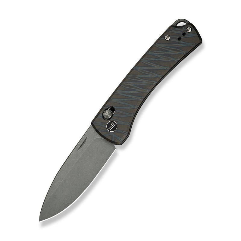 WEKNIFE Nightblade Crossbar Lock Knife Tiger Stripe Pattern Flamed Titanium Handle (2.98" Gray Stonewashed CPM 20CV Blade) WE22046 - 3