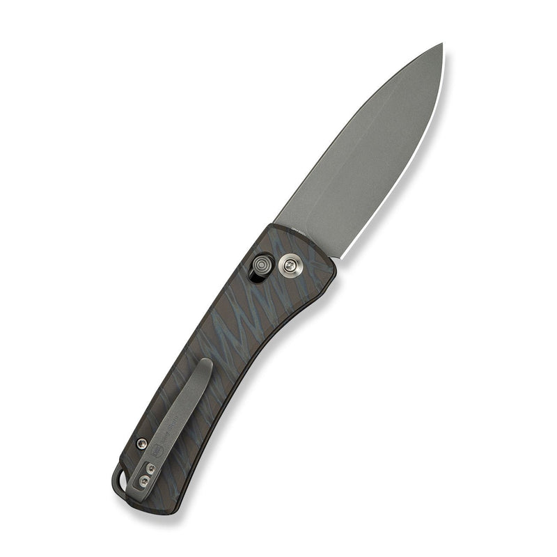 WEKNIFE Nightblade Crossbar Lock Knife Tiger Stripe Pattern Flamed Titanium Handle (2.98" Gray Stonewashed CPM 20CV Blade) WE22046 - 3