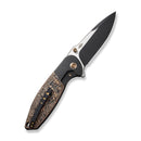 WEKNIFE Nitro OG Flipper & Thumb Stud Knife Black Titanium Handle With Copper Foil Carbon Fiber Inlay (3.75" Black Stonewashed CPM 20CV Blade, Satin Flat) WE23035-2