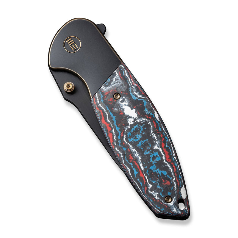 WEKNIFE Nitro OG Flipper & Thumb Stud Knife Bronze / Black Titanium Handle With Nebula Fat Carbon Fiber Inlay (3.75" Black Stonewashed Bevels, Black Brushed Flats CPM 20CV Blade) WE23035-4