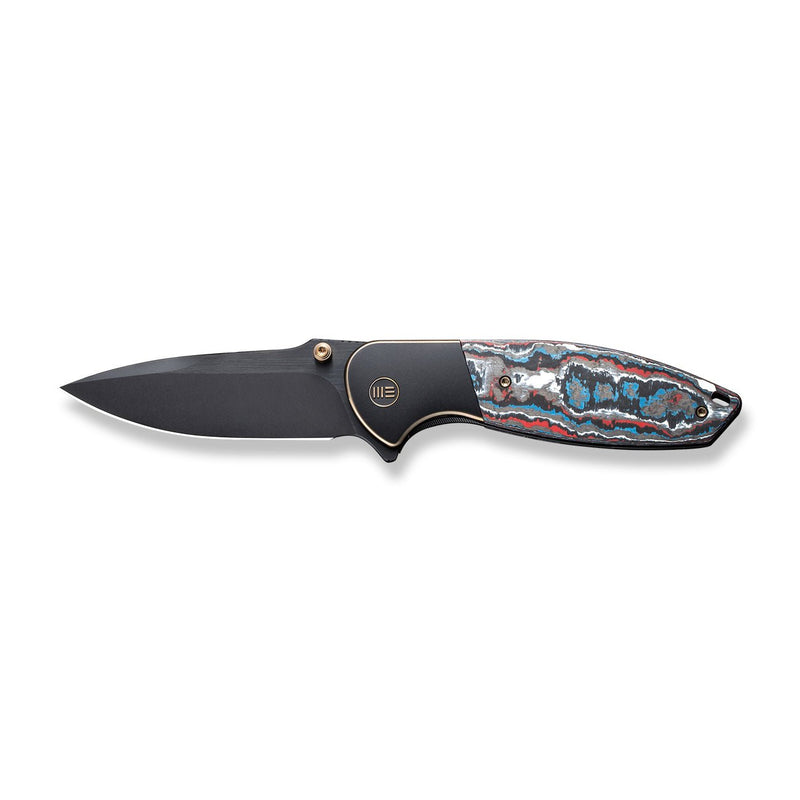 WEKNIFE Nitro OG Flipper & Thumb Stud Knife Bronze / Black Titanium Handle With Nebula Fat Carbon Fiber Inlay (3.75" Black Stonewashed Bevels, Black Brushed Flats CPM 20CV Blade) WE23035-4