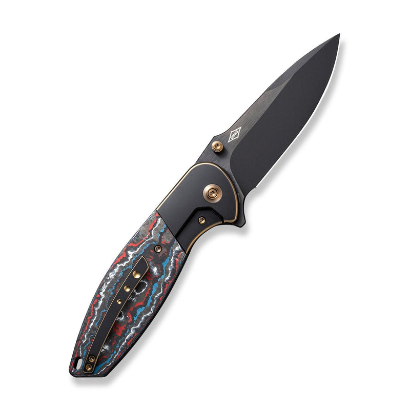 WEKNIFE Nitro OG Flipper & Thumb Stud Knife Bronze / Black Titanium Handle With Nebula Fat Carbon Fiber Inlay (3.75" Black Stonewashed Bevels, Black Brushed Flats CPM 20CV Blade) WE23035-4