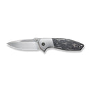 WEKNIFE Nitro OG Flipper & Thumb Stud Knife Gray Titanium Handle With Marble Carbon Fiber Inlay (3.75" Hand Rubbed Satin CPM 20CV Blade) WE23035-1