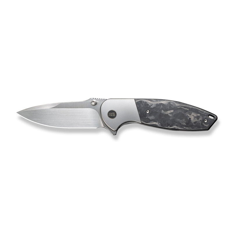 WEKNIFE Nitro OG Flipper & Thumb Stud Knife Gray Titanium Handle With Marble Carbon Fiber Inlay (3.75" Hand Rubbed Satin CPM 20CV Blade) WE23035-1