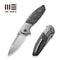 WEKNIFE Nitro OG Flipper & Thumb Stud Knife Gray Titanium Handle With Marble Carbon Fiber Inlay (3.75" Hand Rubbed Satin CPM 20CV Blade) WE23035-1