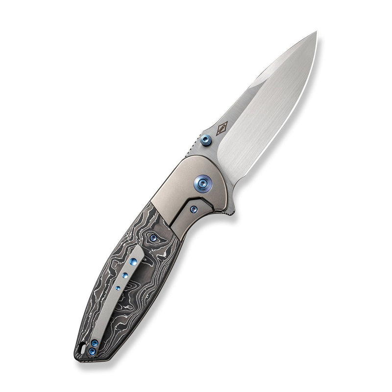 WEKNIFE Nitro OG Flipper & Thumb Stud Knife Polished Bead Blasted Titanium Handle With Aluminum Foil Carbon Fiber Inlay (3.75" Hand Rubbed Satin CPM 20CV Blade) WE23035-3