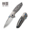WEKNIFE Nitro OG Flipper & Thumb Stud Knife Polished Bead Blasted Titanium Handle With Aluminum Foil Carbon Fiber Inlay (3.75" Hand Rubbed Satin CPM 20CV Blade) WE23035-3
