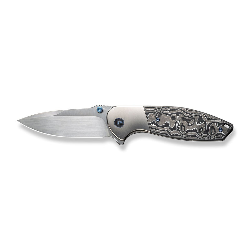 WEKNIFE Nitro OG Flipper & Thumb Stud Knife Polished Bead Blasted Titanium Handle With Aluminum Foil Carbon Fiber Inlay (3.75" Hand Rubbed Satin CPM 20CV Blade) WE23035-3