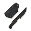 WEKNIFE Notchline Hunting Fixed Blade Knife Milled Copper Foil Carbon Fiber Handle (3.45" Black Stonewashed CPM S35VN Blade) WE25047-2, With 1PC Black Lanyard, Black Kydex Sheath & T-Clip - We Knife