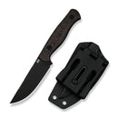 WEKNIFE Notchline Hunting Fixed Blade Knife Milled Copper Foil Carbon Fiber Handle (3.45" Black Stonewashed CPM S35VN Blade) WE25047-2, With 1PC Black Lanyard, Black Kydex Sheath & T-Clip - We Knife