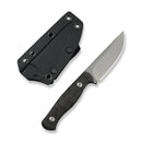 WEKNIFE Notchline Hunting Fixed Blade Milled Rose Carbon Fiber Handle (3.45" Stonewashed CPM S35VN Blade) WE25047-1, With 1PC Black Lanyard, Black Kydex Sheath & T-Clip - We Knife