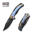 WEKNIFE Ocellus Flipper & Thumb Stud Knife Black Titanium Handle With Blue&Golden Inlay (3.44" Black Stonewashed Bevels Bohler M390 Blade) WE26008 Sample1 - We Knife