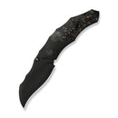 WEKNIFE Orc Boss Thumb Stud Knife Black Titanium Handle With Shredded Carbon Fiber And Golden Shred In Clear Resin Inlay (3.82" Black Stonewashed CPM 20CV Blade) WE24042 Sample2