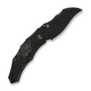 WEKNIFE Orc Boss Thumb Stud Knife Black Titanium Handle With Shredded Carbon Fiber And Golden Shred In Clear Resin Inlay (3.82" Black Stonewashed CPM 20CV Blade) WE24042 Sample2