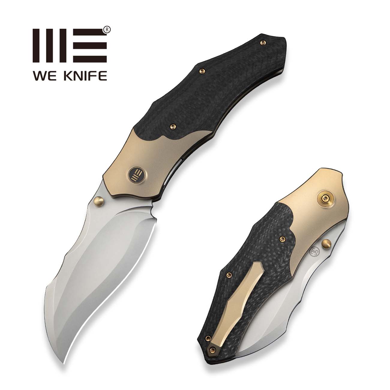 WEKNIFE Orc Boss Thumb Stud Knife Champagne Titanium Handle With