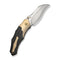 WEKNIFE Orc Boss Thumb Stud Knife Champagne Titanium Handle With Twill Carbon Fiber Inlay (3.82" Stonewashed CPM 20CV Blade) WE24042 - 2