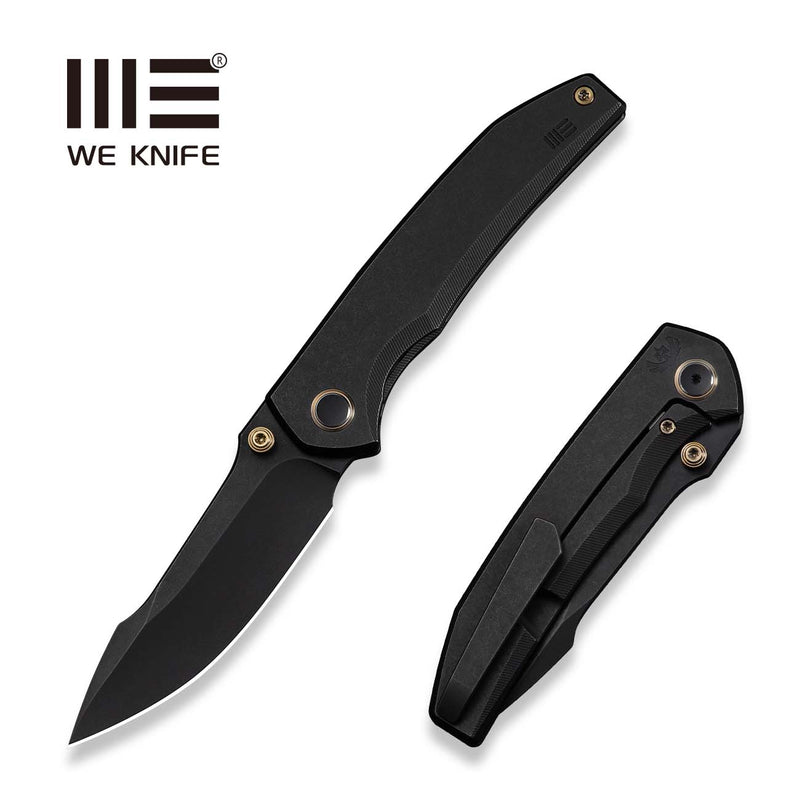 WEKNIFE Ryson Thumb Stud Knife Black Titanium Handle (3.33" Black Stonewashed Bohler M390 Blade) WE24086 - 1