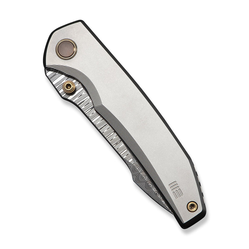 WEKNIFE Ryson Thumb Stud Knife Gray Titanium Handle (3.33" Hugin Damasteel Blade) WE24086 - DS1