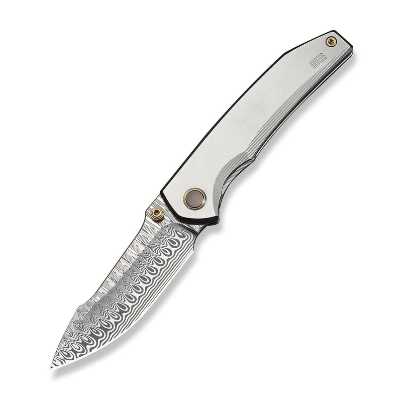 WEKNIFE Ryson Thumb Stud Knife Gray Titanium Handle (3.33" Hugin Damasteel Blade) WE24086 - DS1
