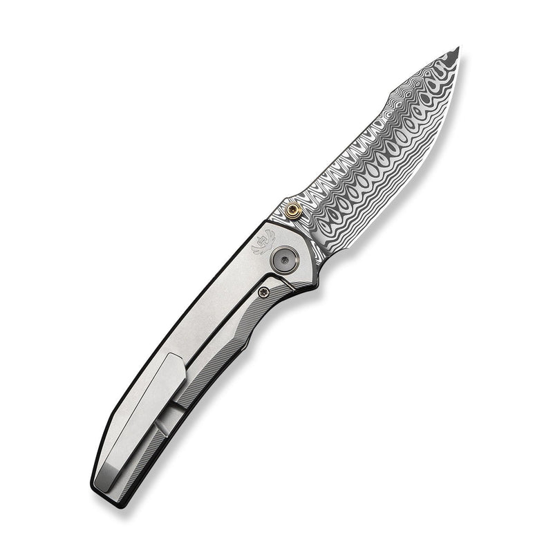 WEKNIFE Ryson Thumb Stud Knife Gray Titanium Handle (3.33" Hugin Damasteel Blade) WE24086 - DS1