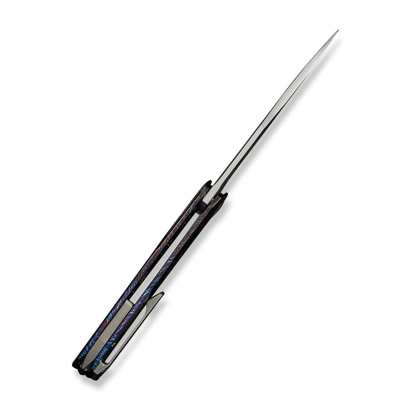 WEKNIFE Sine Wave Flipper Knife Flamed & Satin Titanium Handle (3.98" Polished Bead Blasted Bohler M390 Blade) WE23069B - 4