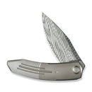 WEKNIFE Sine Wave Flipper Knife Polished Bead Blasted & Satin Titanium Handle (3.98" Fafnir Damasteel Blade) WE23069B - DS1