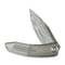 WEKNIFE Sine Wave Flipper Knife Polished Bead Blasted & Satin Titanium Handle (3.98" Fafnir Damasteel Blade) WE23069B - DS1