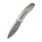 WEKNIFE Sine Wave Flipper Knife Polished Bead Blasted & Satin Titanium Handle (3.98" Fafnir Damasteel Blade) WE23069B - DS1